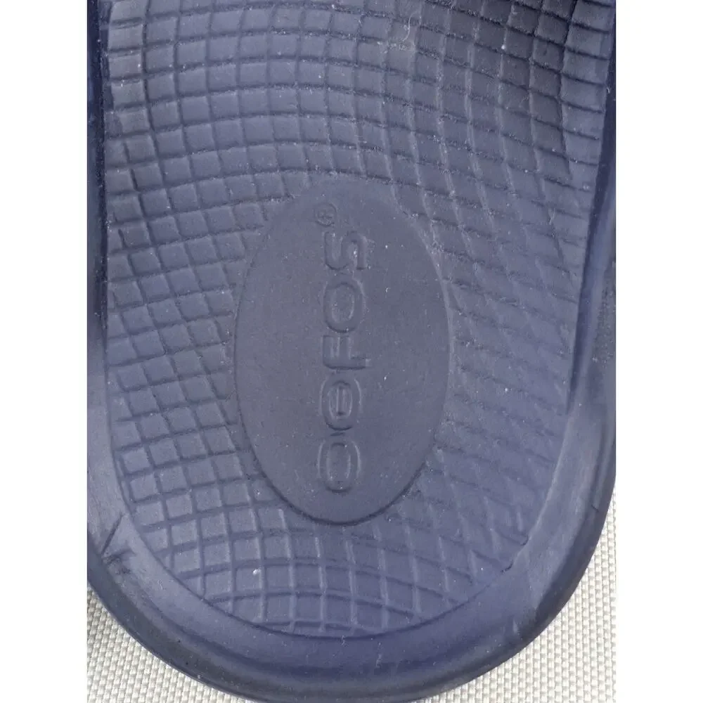 Oofos Ooah Men's 6 Womens 8 Navy Slide Sandal Comfort Slip-On Summer Slippers